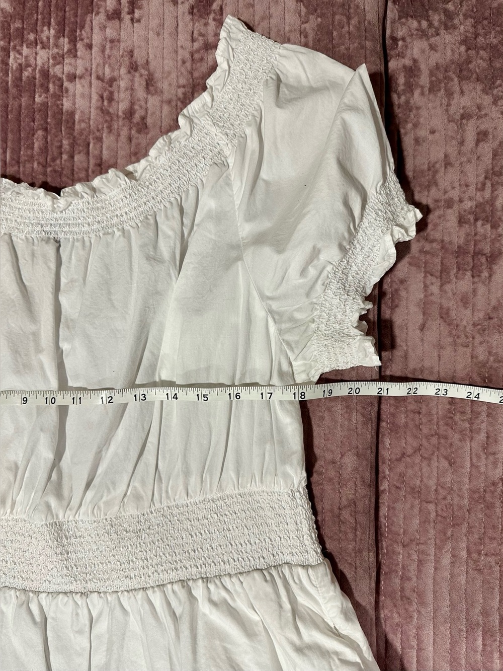 J.CREW White Dress Smocked Puff Sleeve XL 100% Cotton POCKETS Cottagecore Poplin - Picture 10 of 13